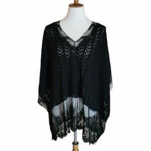 Vintage - Alberto Makali Black‎ Sequin Lace Poncho
